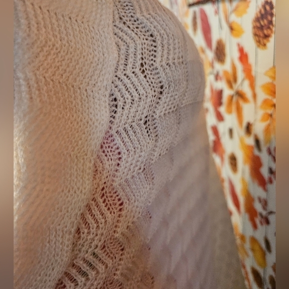 Hand Crafted upcycled white handmade crochet  3button chest Wavy Swim cover-up - Picture 9 of 12